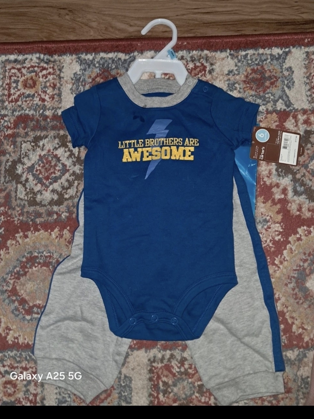 Carter's Blue 'Little Brothers Are Awesome' One-Piece Bodysuit with Gray Trim